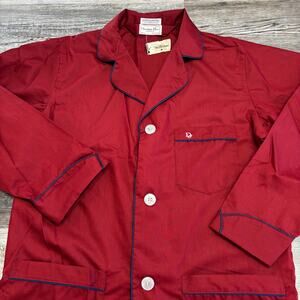 Vintage 80s Christian Dior Monsieur Red Mens XL Sleep Shirt Long Sleeve Pajama